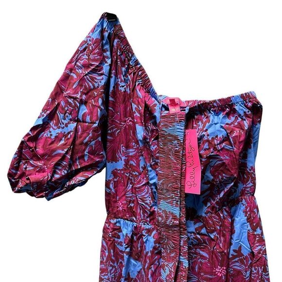 New Lilly Pulitzer Zelalynn One Shoulder Abaco Blue Maxi Dress 8 - Picture 2 of 8